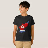 Nordkorea-Flaggen-Karte Größengleich T-Shirt (Vorne ganz)
