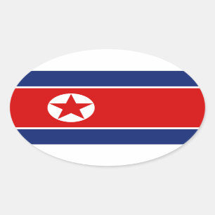 Nordkorea-Flaggen-Oval-Aufkleber Ovaler Aufkleber