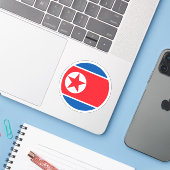 Nordkorea Flaggenrundkleber Aufkleber (Laptop mit iPhone)