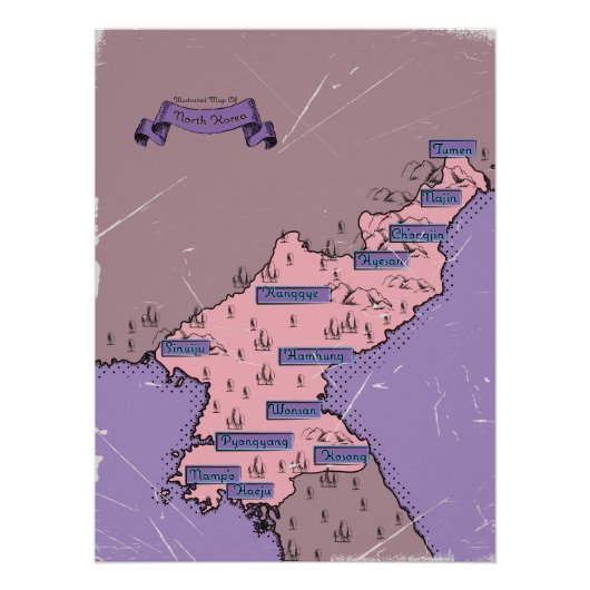 Nordkorea-Karte Poster (Vorderseite)