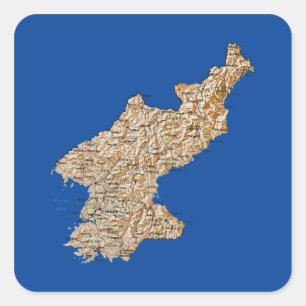 Nordkorea-Kartenaufkleber Quadratischer Aufkleber