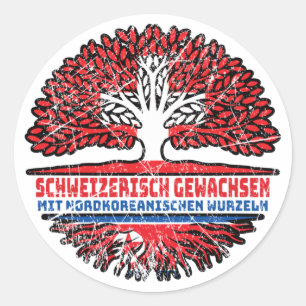 Nordkorea Nordkoreanisch Schweizer Schweiz Baum Runder Aufkleber