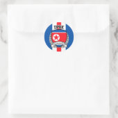 Nordkorea Runder Aufkleber (Tasche)