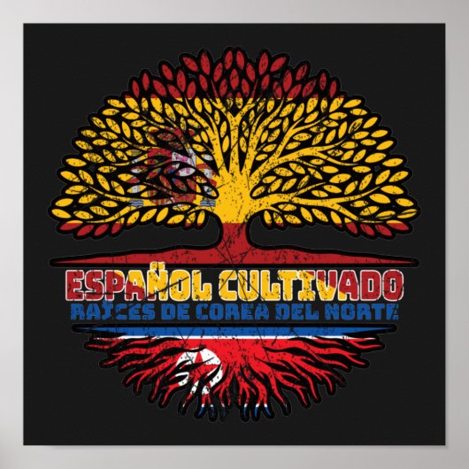 Nordkorea Spanien Spanischer Tree Roots Poster (Vorne)