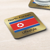 Nordkorea Untersetzer "Flag+Text" (Linke Seite)