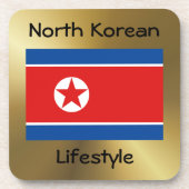 Nordkorea Untersetzer "Flag+Text" (Vorderseite)