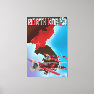 Nordkorea Vintage-Reiseposter. Leinwanddruck