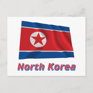 Nordkorea Waving Flag mit Namen Postkarte