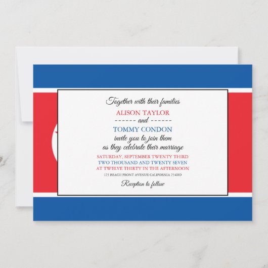 Nordkoreanische Flagge, Flagge von Nordkorea Hochz Einladung (Vorderseite)