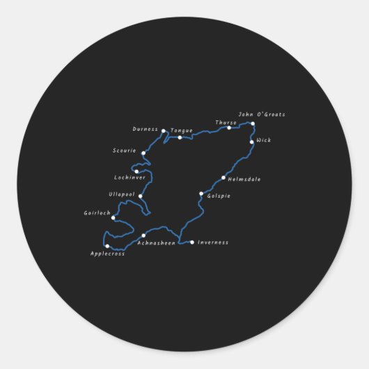 Nordküste 500 Kontur mit Ortsnamen Runder Aufkleber (Vorderseite)
