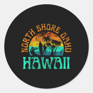 Nordküste Oahu Hawaii Surfstrand Surfer Wellen Gi Runder Aufkleber