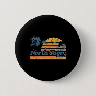 Nordküste Oahu Hawaii Vintage Strand Surfen Retro Button