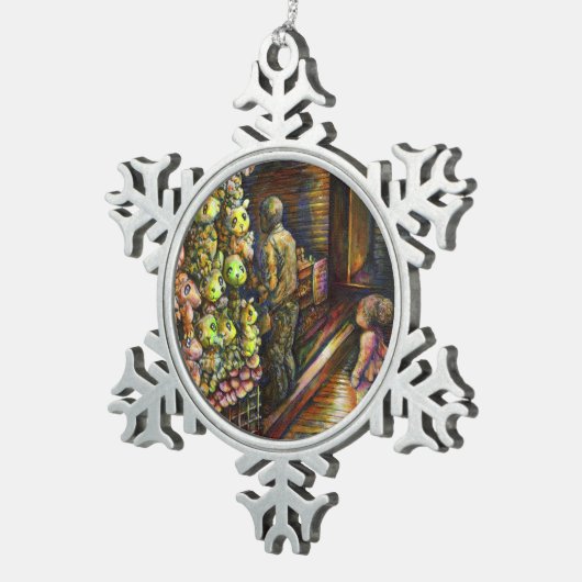 Nördlich des Zirkus Schneeflocken Zinn-Ornament (Rechts)