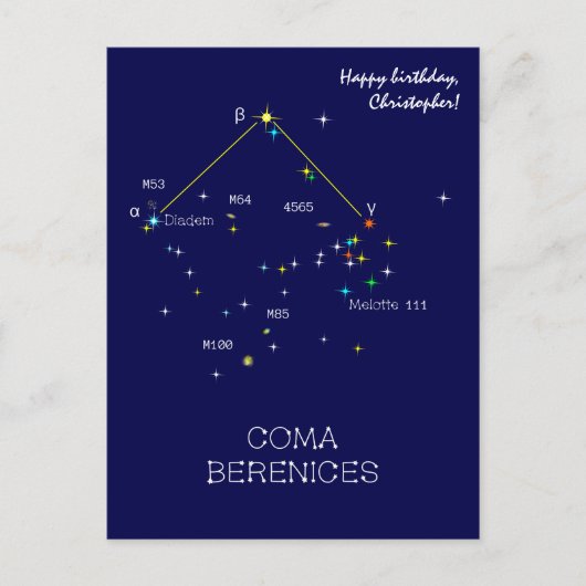 Nördliche Hemisphäre Konstellation Haar der Bereni Postkarte (Vorderseite)