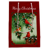Nördliche Kardinäle und Holly Red Mittlere Geschenktüte (Rückseite)