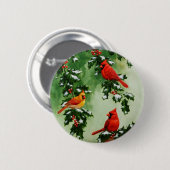 Nördliche Rotkardinäle und Stechpalme Button (Vorne & Hinten)