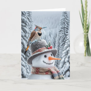 NÖRDLICHER GOLDSPÄCHT-SCHNEEMANN - WINTERWUNDERLAN FEIERTAGSKARTE