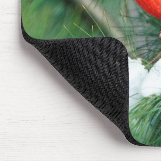 Nördlicher Kardinal auf Baum, IL Mousepad (Ecke)