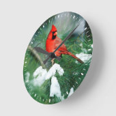 Nördlicher Kardinal auf Baum, IL Runde Wanduhr (Winkel)