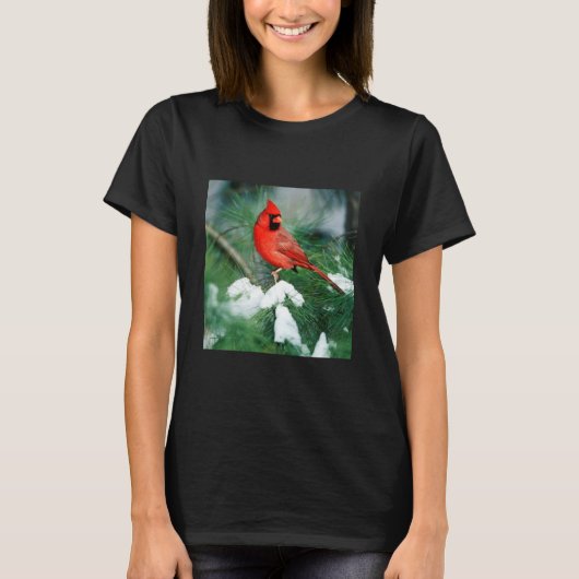 Nördlicher Kardinal auf Baum, IL T-Shirt (Vorderseite)