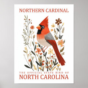 Nördlicher Kardinal Bird of North Carolina USA Poster