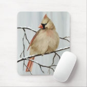 Nordlicher Kardinal im Winter Mousepad (Mit Mouse)