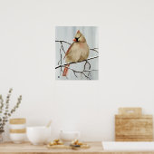 Nordlicher Kardinal im Winter Poster (Küche)