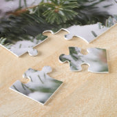 Nördlicher Kardinal in Balsam Tannenbaum im Winter Puzzle (Seite)