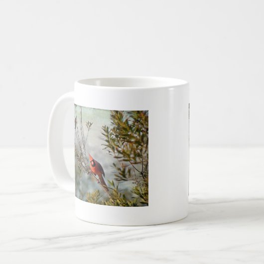 Nördlicher Kardinal in Wax Myrtle Kaffeetasse (Vorderseite Links)