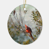 Nördlicher Kardinal in Wax Myrtle Keramik Ornament (Links)
