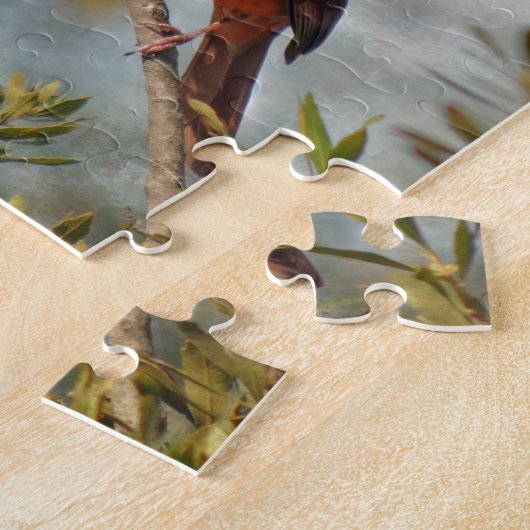 Nördlicher Kardinal in Wax Myrtle Puzzle (Seite)