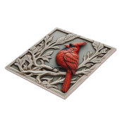 Nördlicher Kardinal - Kunsthandwerk Keramik Tile Fliese (Seite)