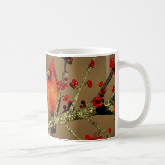 Nördlicher Kardinal Männchen sitzend, IL Kaffeetasse (Rechts)