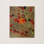Nördlicher Kardinal Männchen sitzend, IL Puzzle (Vertikal)