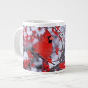 Nördlicher Kardinal Männchen, Winter, IL Jumbo-Tasse
