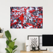 Nördlicher Kardinal Männchen, Winter, IL Poster (Heimbüro)