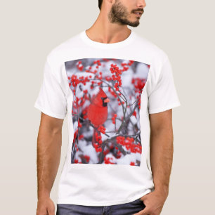 Nördlicher Kardinal Männchen, Winter, IL T-Shirt
