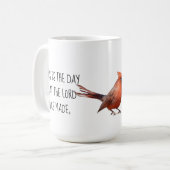 Nördlicher Kardinal, w Verse aus Psalm 118:24 Kaffeetasse (Vorderseite Links)