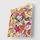 Nördlicher Kunstvogel aus Russland Quadratische Wanduhr (Winkel)