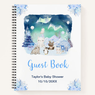Nördlicher-Lichter-Tiere-Baby-Party-Gästebuch Notizblock