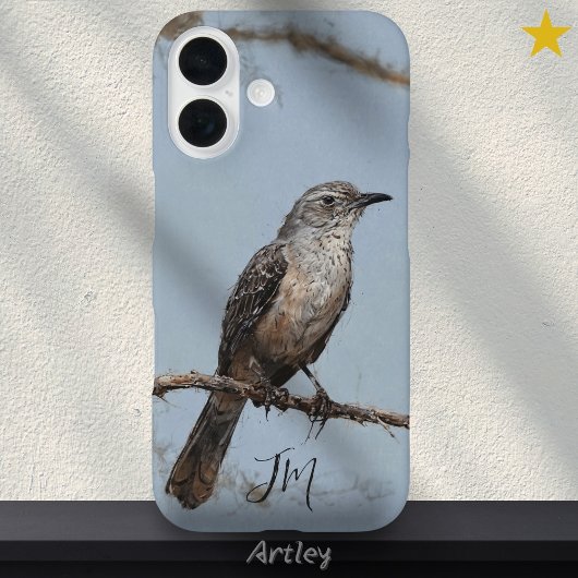 Nördlicher Mockingbird-Malerei-Individuelle Name Case-Mate iPhone Hülle