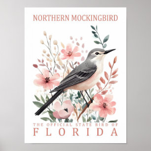 Nördlicher Spottdrossel Vogel von Florida USA Reis Poster