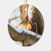 Nördlicher (weiblicher) Kardinal | KERAMIK Ornament (Links)