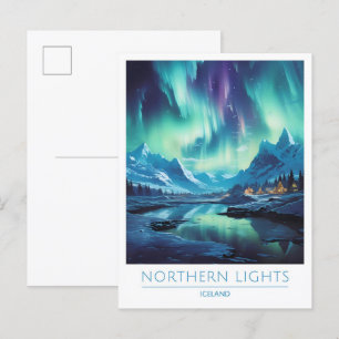 Nördliches Licht Island Vintage Reise Postkarte
