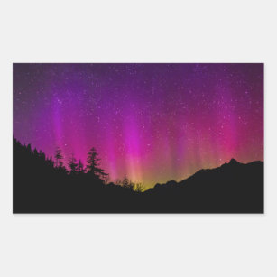 Nordlicht-Aurora Borealis sternenklarer Rechteckiger Aufkleber