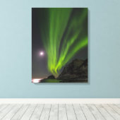 Nordlicht | Haukland Beach Island Norwegen Leinwanddruck (Insitu (Holzboden))