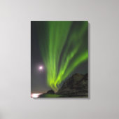 Nordlicht | Haukland Beach Island Norwegen Leinwanddruck (Vorderseite)