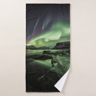Nordlicht Norwegen Badehandtuch