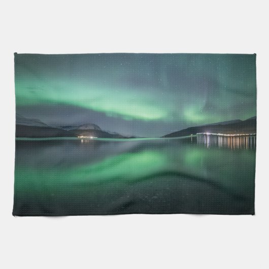 Nordlicht Norwegen Geschirrtuch (Horizontal)
