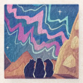 Nordlichtbären Glasuntersetzer (Vorderseite)